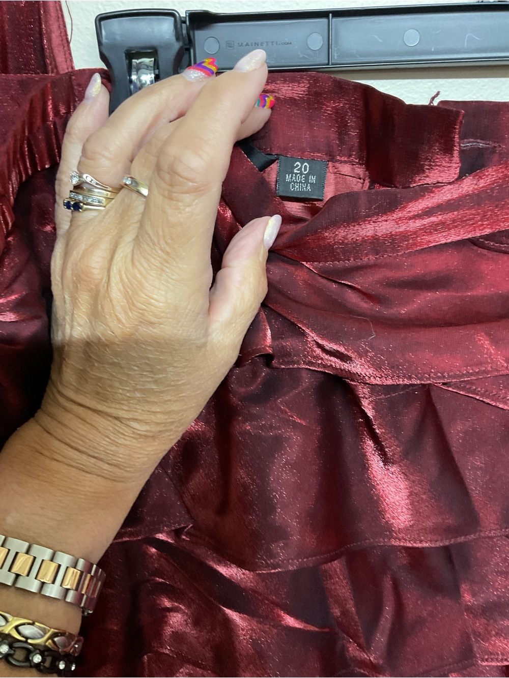 Moshita Elegant Sequin Burgundy Jacket, tank and Skirt Set - Picture 6 of 9